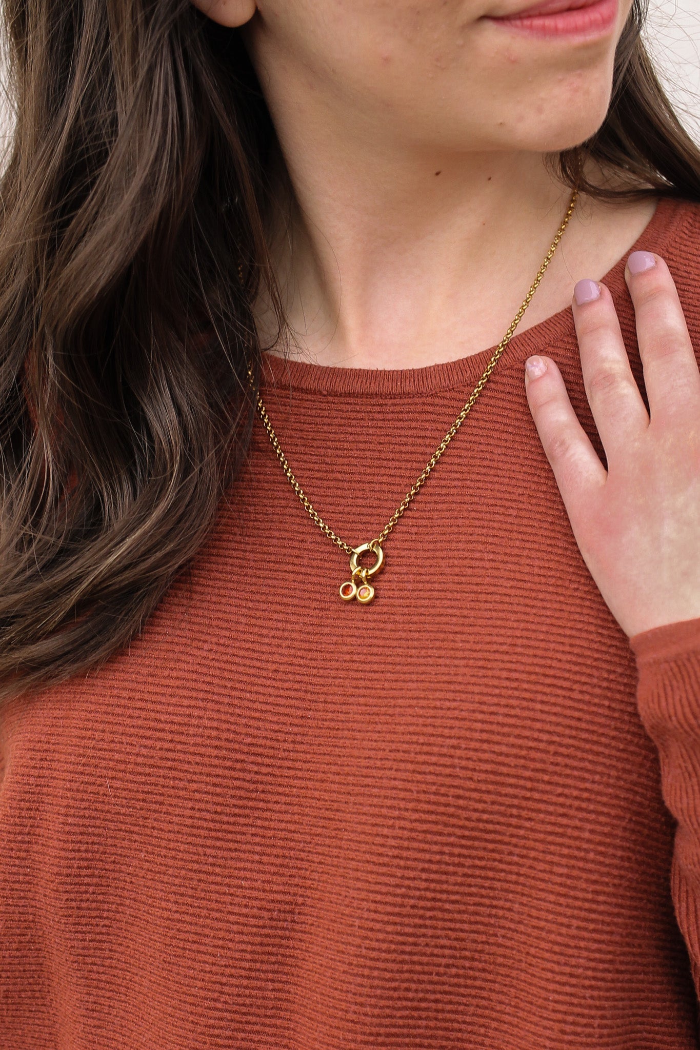 Custom Birthstone Charm Necklace