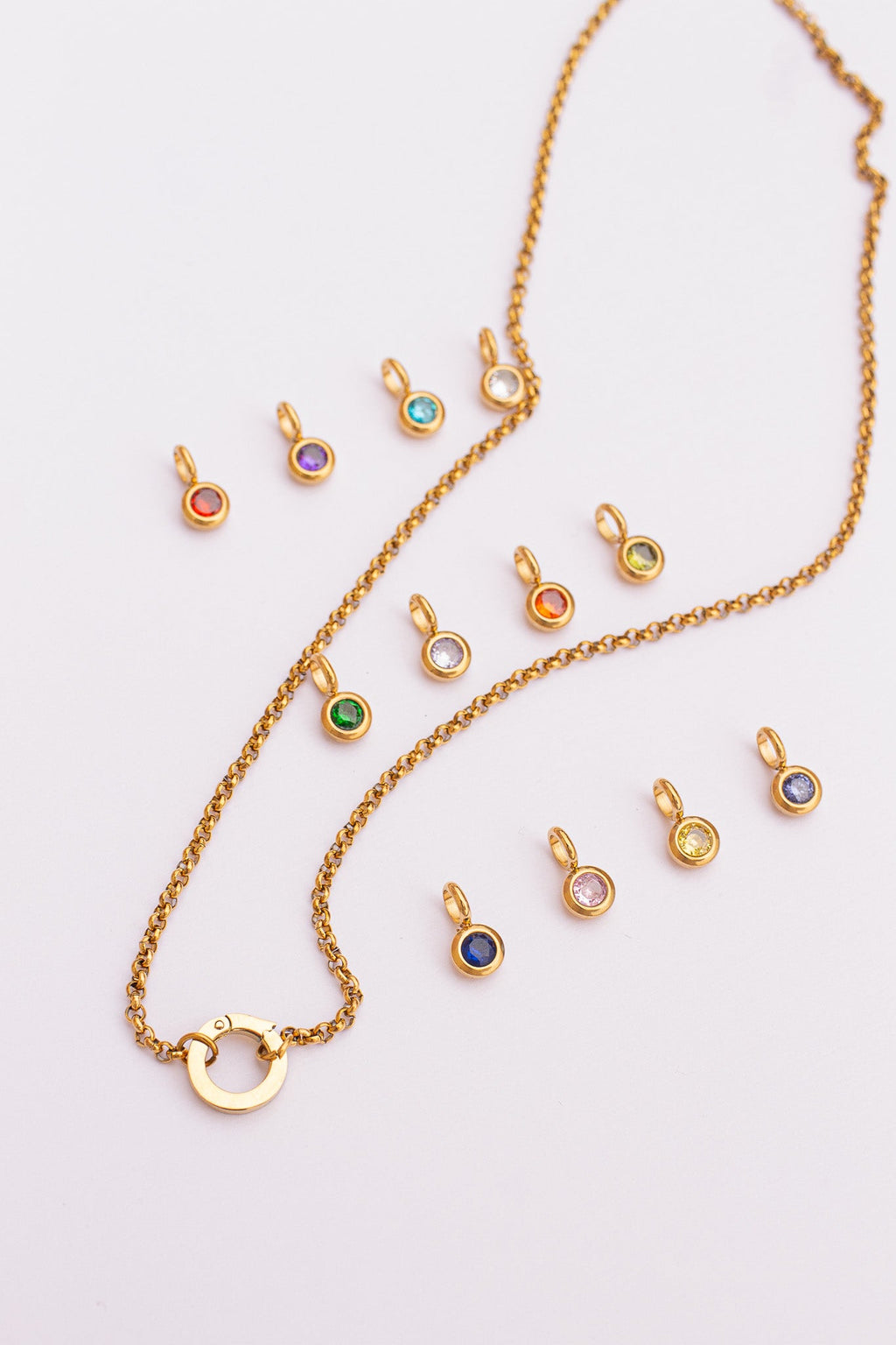 Custom Birthstone Charm Necklace