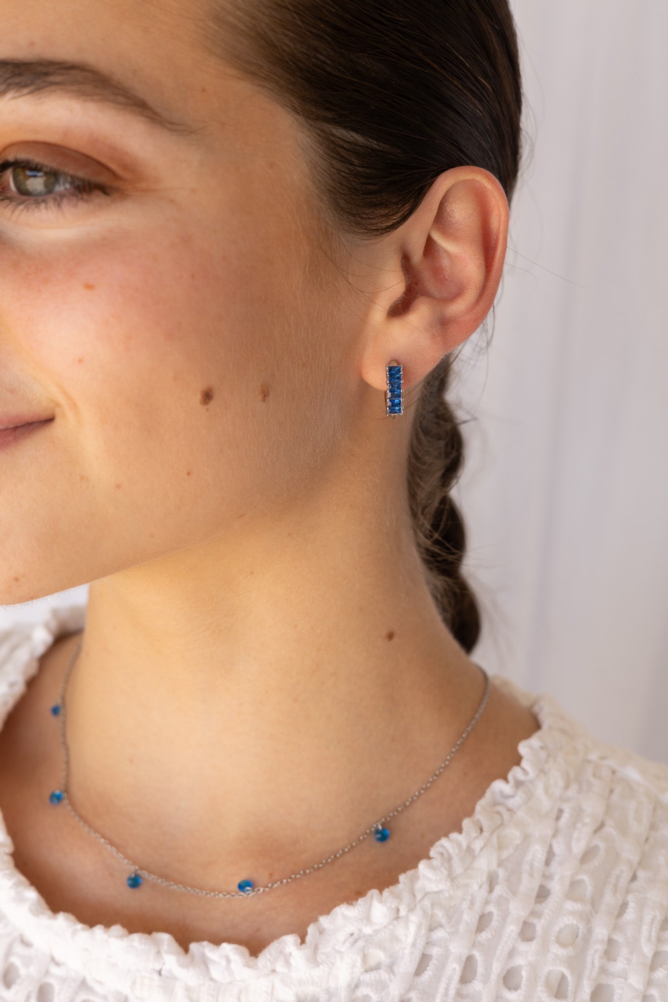 Diamond Hoop in Blue