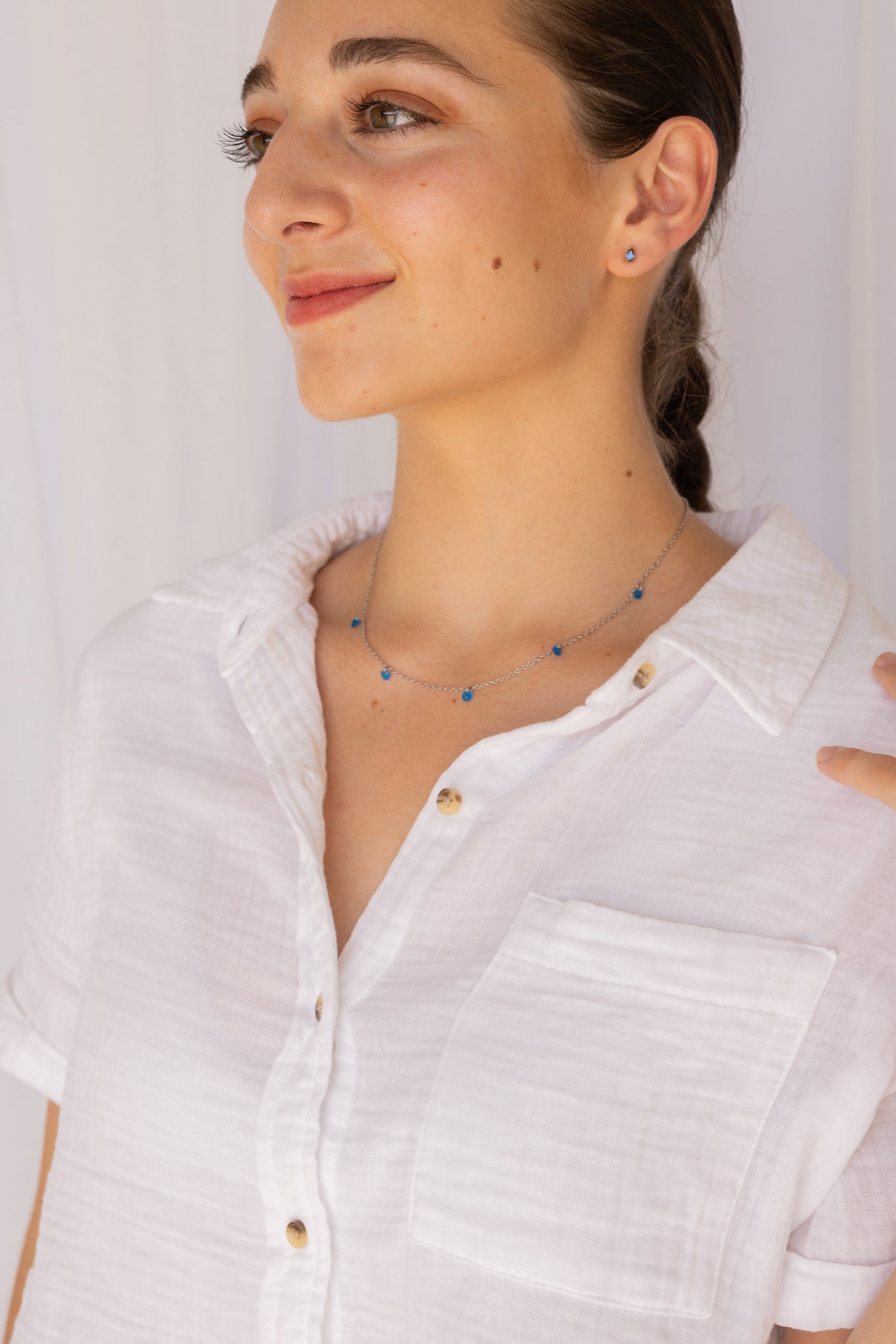 Raindrop Stud in Blue