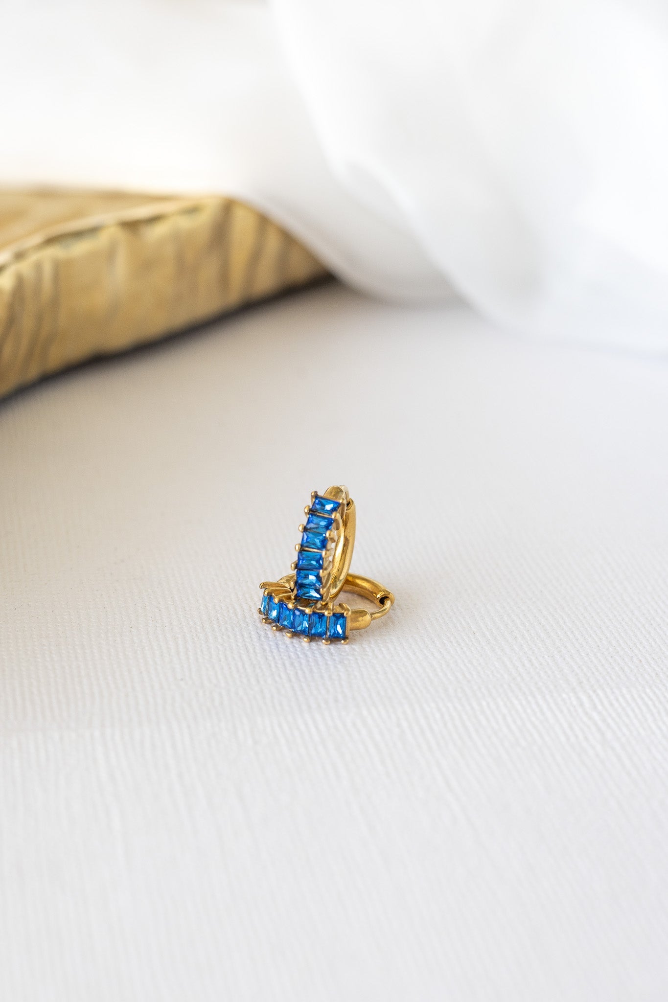 Diamond Hoop in Blue