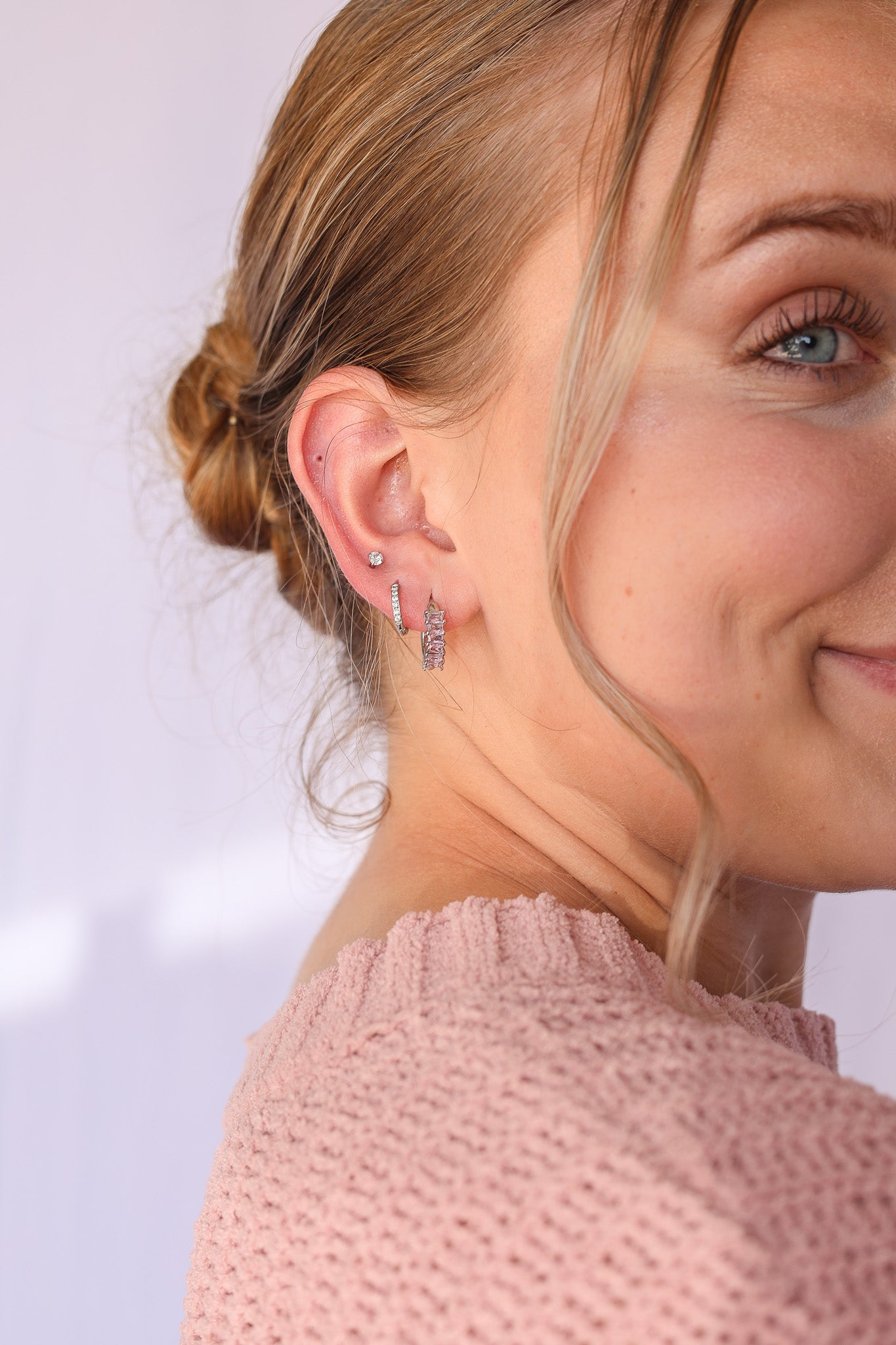 Diamond Hoop in Ballet Pink