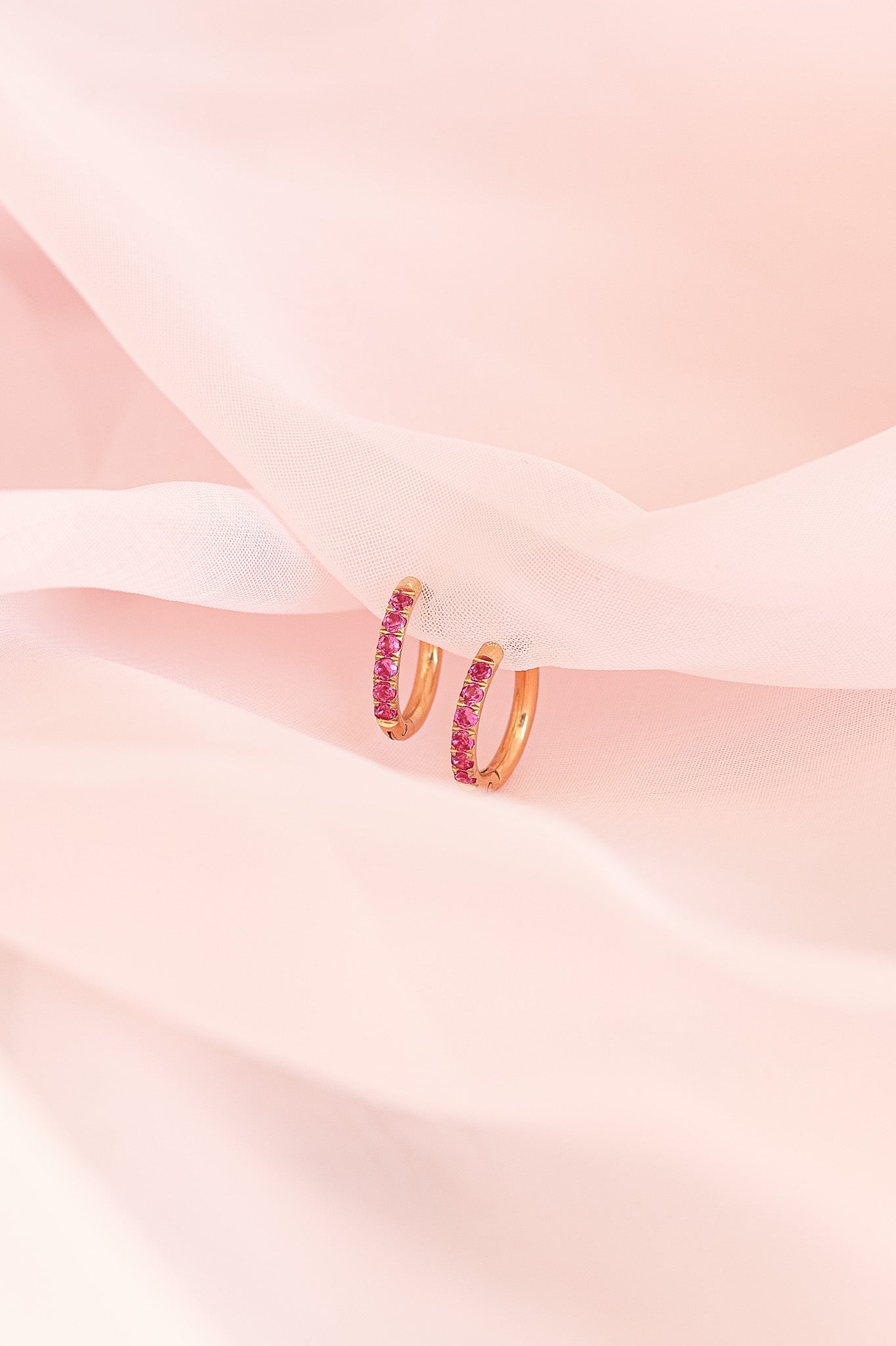 Micro Crystal Hoop in Pink