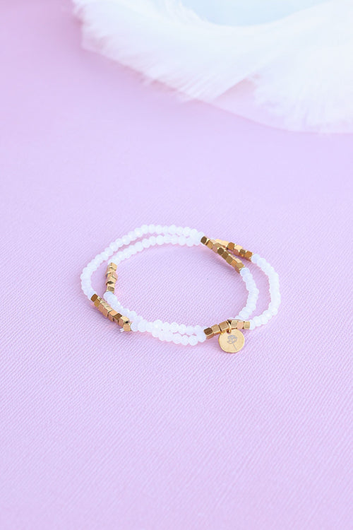 Clara Bracelet Set in White